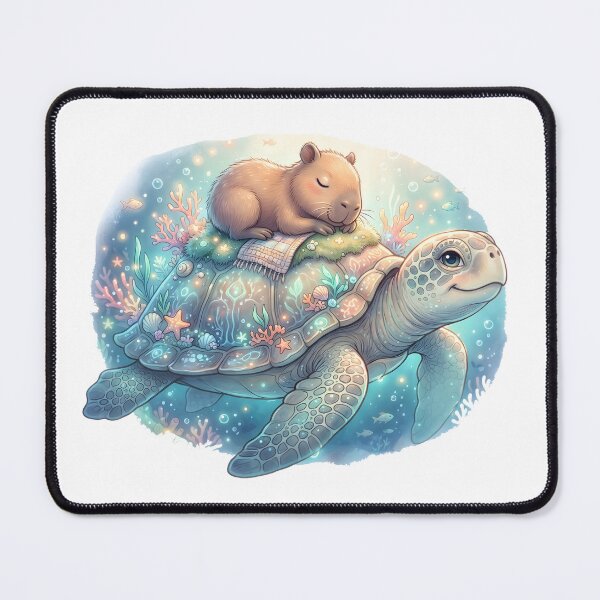 Item preview, Sleeping Capybara on Turtle Cute Wholesome Animal Friendship designed and sold by WorldShop17.