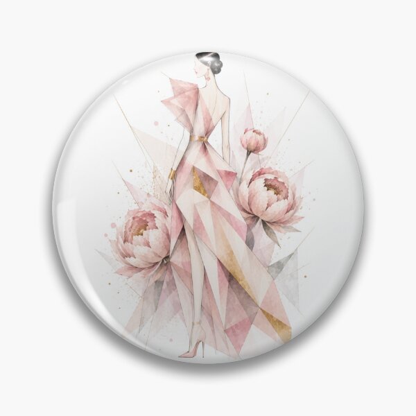 Artikelvorschau, Luxuriöse kubistische Modeillustration. Rosa Pfingstrosen. entworfen und verkauft von NewtBoo.