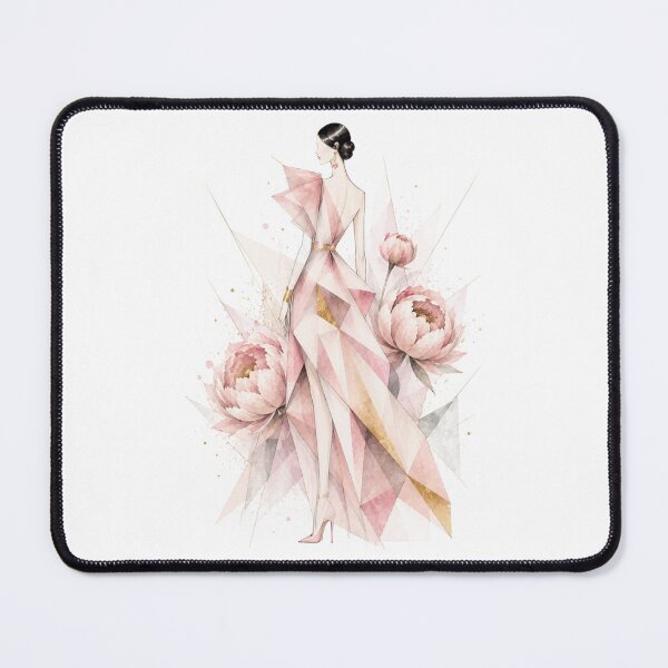 Item preview, Luxury Cubism Fashion Illustration. Pink Peonies. designed and sold by NewtBoo.