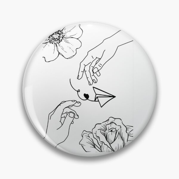 Item preview, Minimalist Hands and Paper Plane Floral Love Line Art designed and sold by DreamyBrushArt.