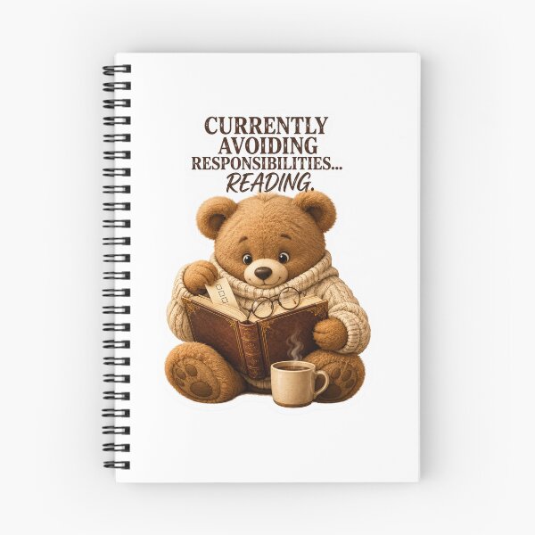 Item preview, Currently Avoiding Responsibilities Reading Cute Teddy Bear Book Lover designed and sold by DreamTags Studio.