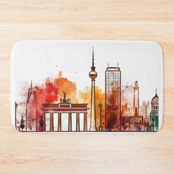 Item preview, Berlin Skyline Watercolor - Brandenburg Gate Cityscape Art designed and sold by Raloel Art.