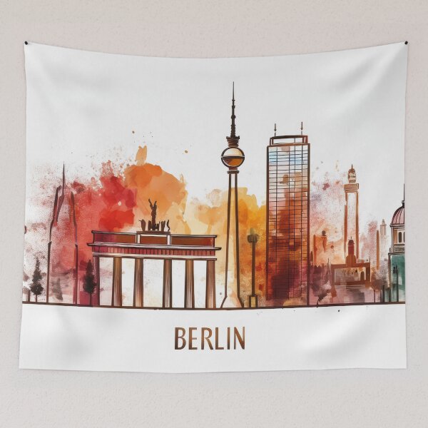 Item preview, Berlin Skyline Watercolor - Brandenburg Gate Cityscape Art designed and sold by Outlet Raloel.