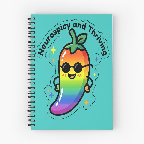 Item preview, Neurospicy and Thriving Rainbow Chili Pepper Kawaii Sticker designed and sold by MooreWorks Studio.