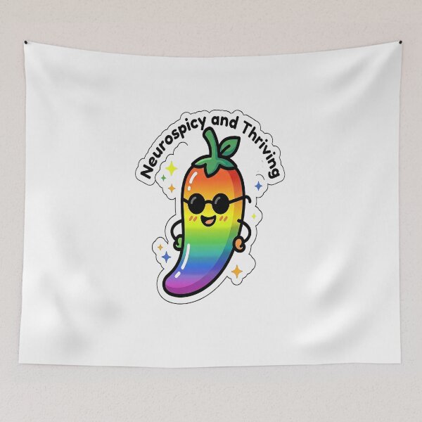 Item preview, Neurospicy and Thriving Rainbow Chili Pepper Kawaii Sticker designed and sold by MooreWorks Studio.