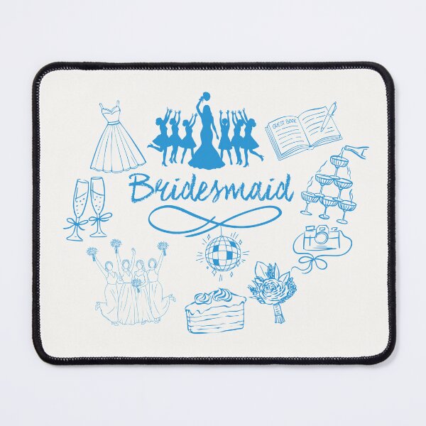 Item preview, BRIDESMAID Blue Doodle Sketch Wedding Images Cake Champagne Disco Ball designed and sold by JaymeOctober.