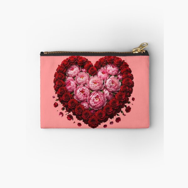 Item preview, Romantic Red Rose and Pink Peony Floral Heart Sticker designed and sold by Scro-Ciob-Shop.