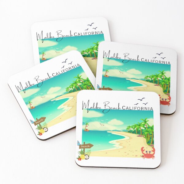 Item preview, Malibu Beach California Tropical Sunset Illustration designed and sold by DonnaRaine.