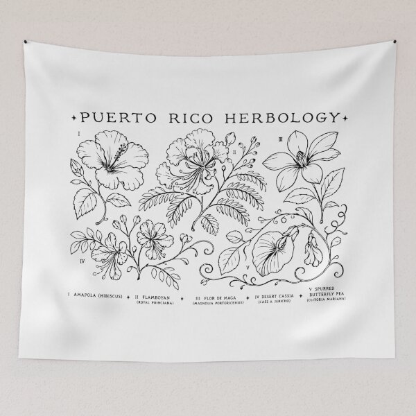 Item preview, Puerto Rico Herbology Vintage Botanical Flowers Illustration designed and sold by creatingmouseshop.