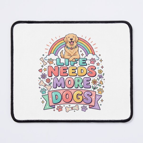 Item preview, Life Needs More Dogs | Cute Fluffy Dog Retro Typography T-Shirt for Dog Lovers designed and sold by Faisal Shah.