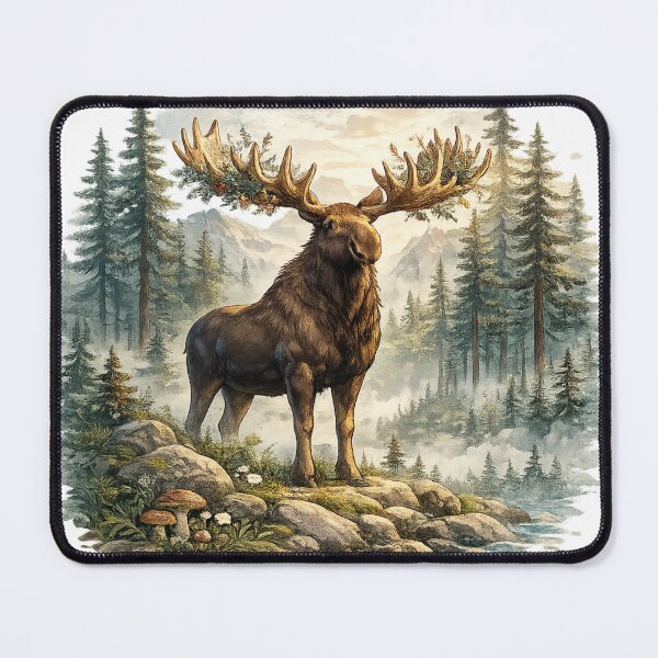Item preview, Majestic Norwegian Moose Forest Design designed and sold by NovaMoodCo.