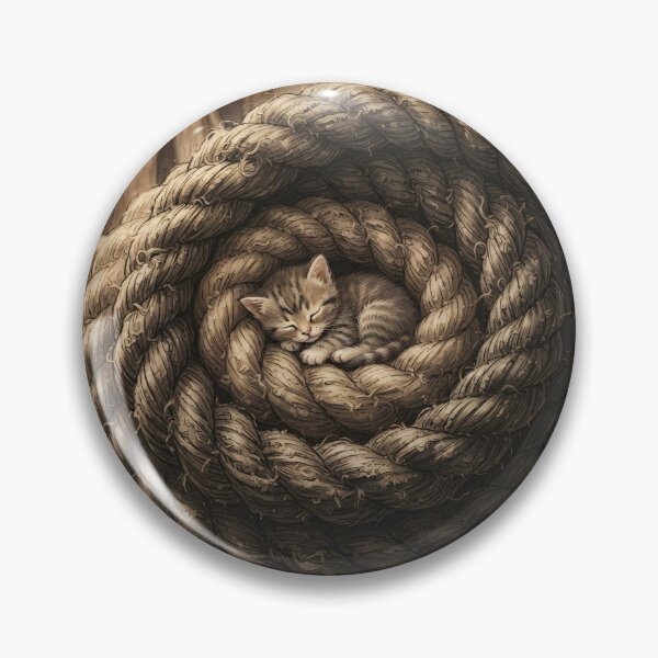 Item preview, Tiny Kitten in a Giant Decorative Rope Knot Miniature Illustration designed and sold by DuckOddity.