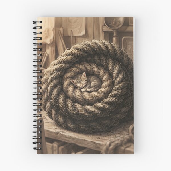 Item preview, Tiny Kitten in a Giant Decorative Rope Knot Miniature Illustration designed and sold by DuckOddity.