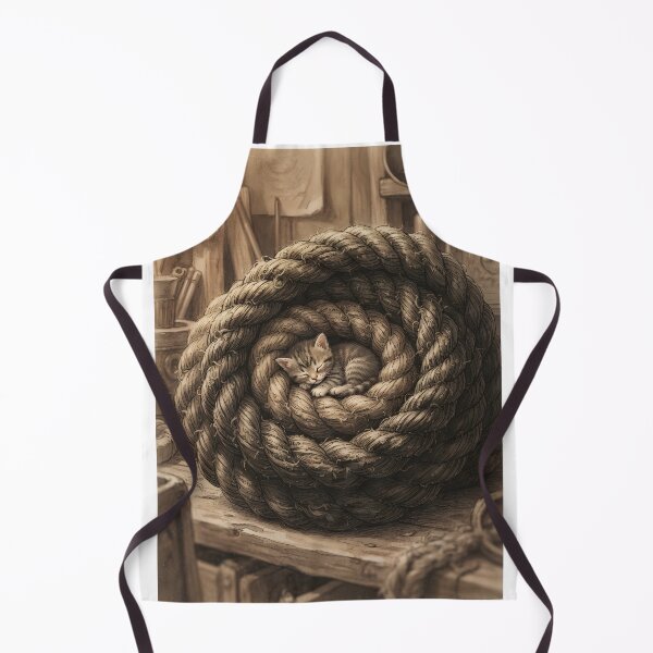 Item preview, Tiny Kitten in a Giant Decorative Rope Knot Miniature Illustration designed and sold by DuckOddity.
