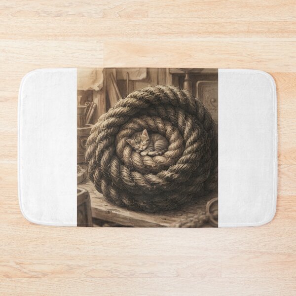 Item preview, Tiny Kitten in a Giant Decorative Rope Knot Miniature Illustration designed and sold by DuckOddity.