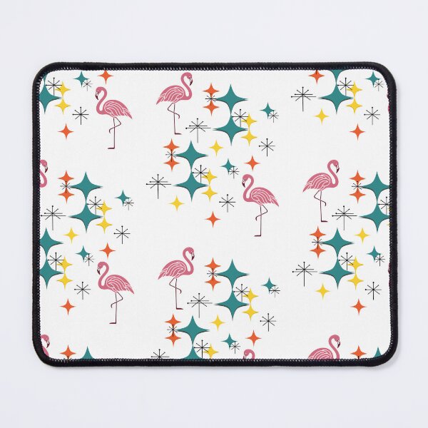 Item preview, Mid Century Modern Diamonds Starbursts Pink Flamingos designed and sold by Itaya Art.