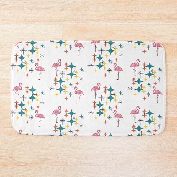 Item preview, Mid Century Modern Diamonds Starbursts Pink Flamingos designed and sold by Itaya Art.