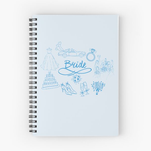 Item preview, BRIDE Blue Doodle Sketch Wedding Images Ring Cake Champagne designed and sold by JaymeOctober.