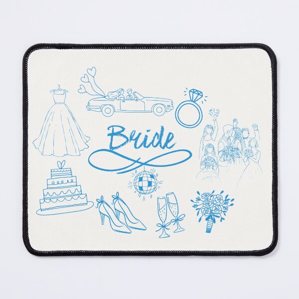 Artikelvorschau, BRIDE Blue Doodle Sketch Wedding Images Ring Cake Champagne entworfen und verkauft von JaymeOctober.