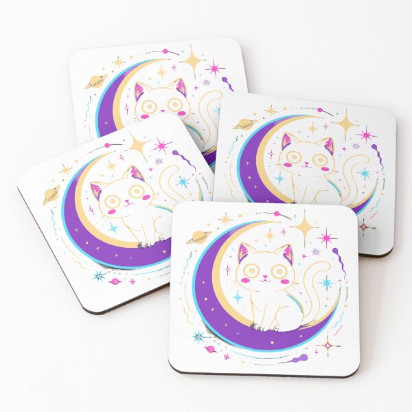 Item preview, Cosmic Black Cat Moon Sticker   designed and sold by inkfusionhub99.