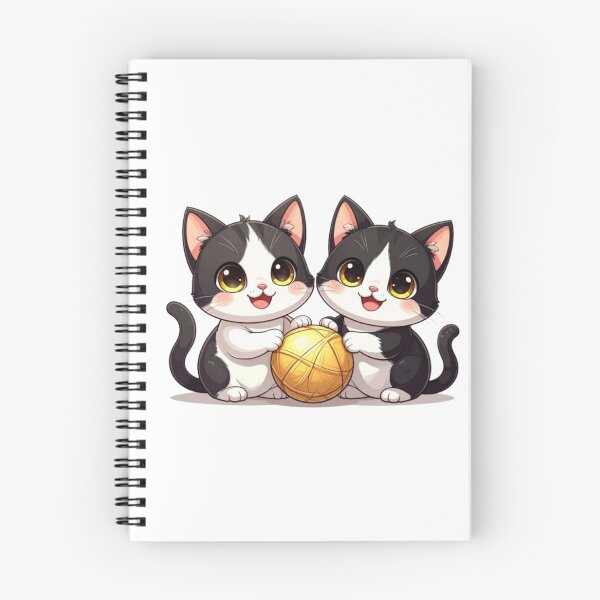 Item preview, Cute Kawaii Twin Cats Playing with Yarn Ball | Adorable Cartoon Kitty Design designed and sold by PrintforDesign.
