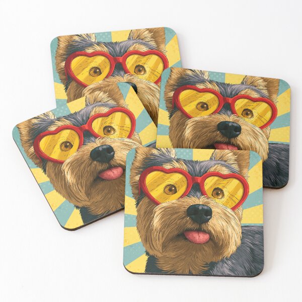 Item preview, yorkshire terrier wearing heart glasses designed and sold by TanyaLovus.