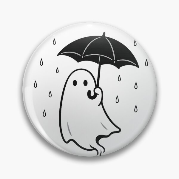 Item preview, Minimalist Ghost with Umbrella in the Rain | Cute Spooky Halloween Illustration designed and sold by BlackBoneArt.