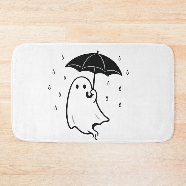 Item preview, Minimalist Ghost with Umbrella in the Rain | Cute Spooky Halloween Illustration designed and sold by BlackBoneArt.