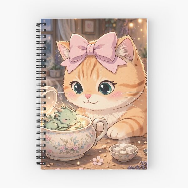 Item preview, Cozy Kitten Finding Baby Dragon in Teapot designed and sold by Moody Vibes Studio.