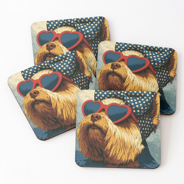 Item preview, yorkshire terrier wearing heart glasses designed and sold by TanyaLovus.