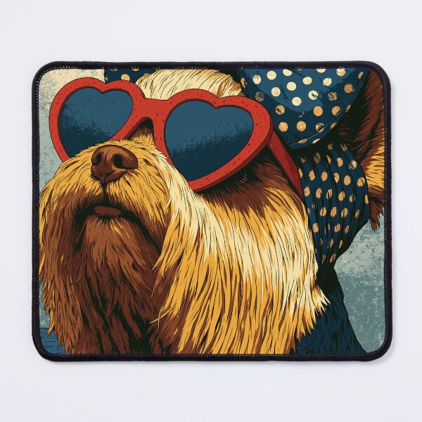 Item preview, yorkshire terrier wearing heart glasses designed and sold by TanyaLovus.