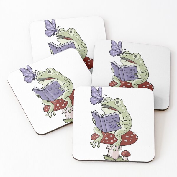 Item preview, Frog Reading Book on Mushroom Goblincore designed and sold by LeshanArt.