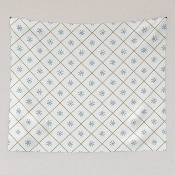 Item preview, Hand-Drawn Sage Trellis Blossoms Seamless Pattern designed and sold by WEBiC-ART Creative Studio.