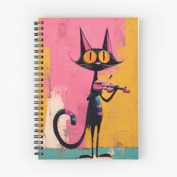 Item preview, Black Cat Playing Violin - Whimsical Folk Art designed and sold by daila70.
