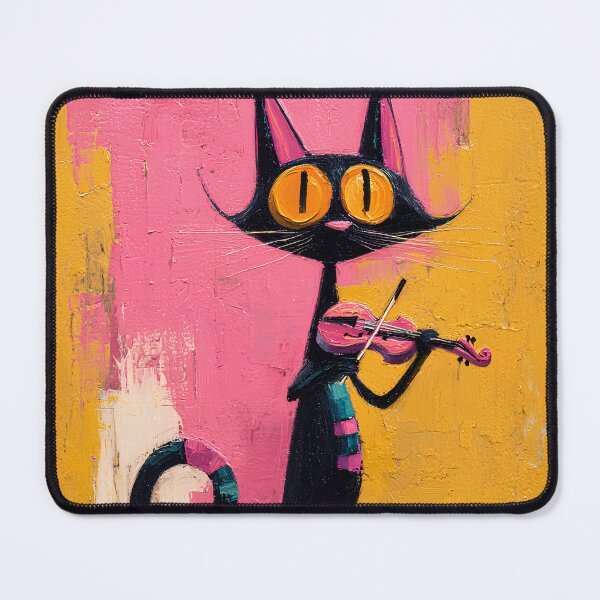 Item preview, Black Cat Playing Violin - Whimsical Folk Art designed and sold by daila70.