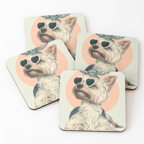 Item preview, yorkshire terrier wearing heart glasses designed and sold by TanyaLovus.