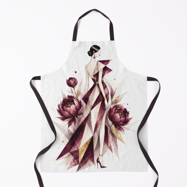 Item preview, Luxury Cubism Fashion Illustration. Peonies in red wine tones. designed and sold by NewtBoo.