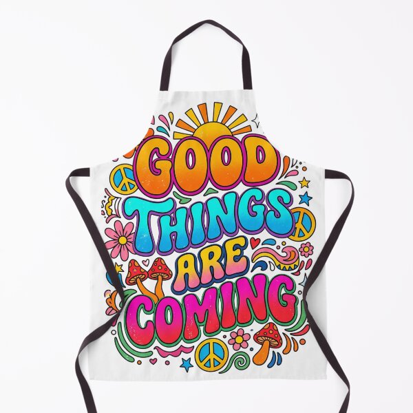 Item preview, Good Things Are Coming Retro Groovy Hippie Typography | Smiling Sun Daisy Mushroom Peace Sign | 70s Vintage Groovy Aesthetic | Boho Hippie Positive Affirmation designed and sold by CosmoMerchStore.