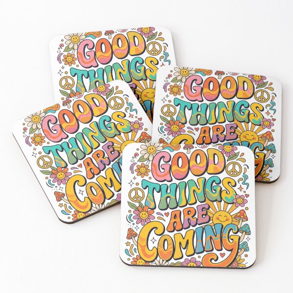 Item preview, Good Things Are Coming Psychedelic Retro Flower Power Quote designed and sold by CosmoMerchStore.