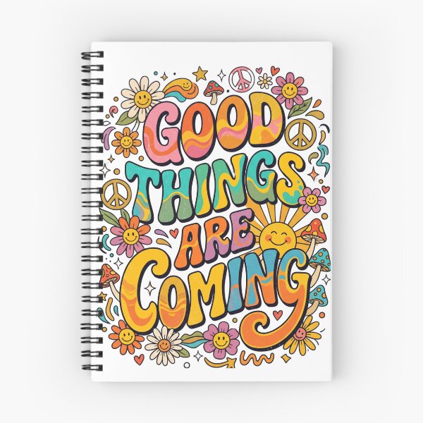 Item preview, Good Things Are Coming Psychedelic Retro Flower Power Quote designed and sold by CosmoMerchStore.