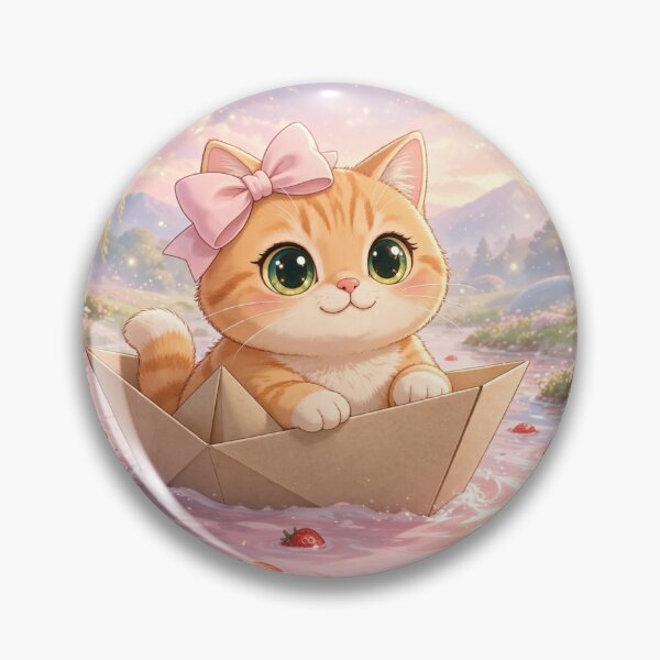 Item preview, Cute Kitten Sailing Paper Boat River designed and sold by Moody Vibes Studio.