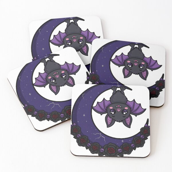 Item preview, Bat And Crescent Moon With Roses designed and sold by IllumeInk.