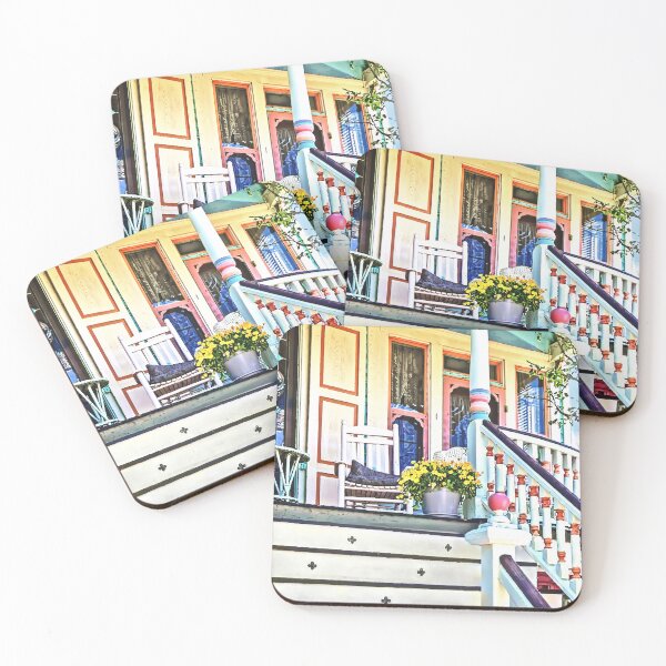 Item preview, Cape May NJ - Flowers and Watering Cans on Porch Steps designed and sold by Susan Savad.