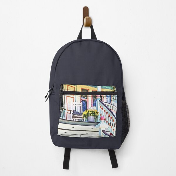Item preview, Cape May NJ - Flowers and Watering Cans on Porch Steps designed and sold by Susan Savad.