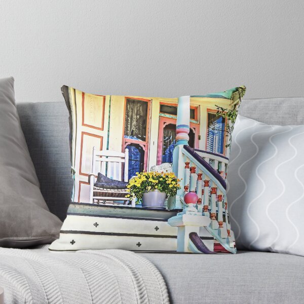 Item preview, Cape May NJ - Flowers and Watering Cans on Porch Steps designed and sold by Susan Savad.