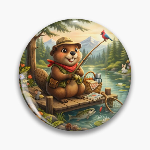 Item preview, Happy Beaver Adventures – Beaver Fishing Morning designed and sold by Clothes With Smiling Animals Walt Gral.