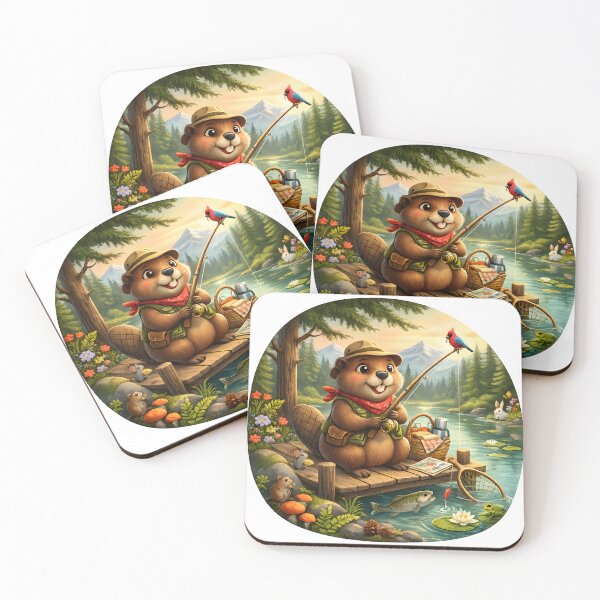 Item preview, Happy Beaver Adventures – Beaver Fishing Morning designed and sold by Clothes With Smiling Animals Walt Gral.
