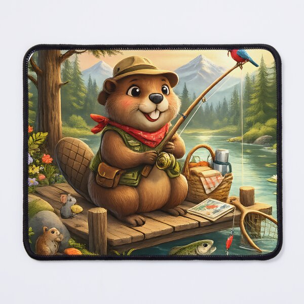 Item preview, Happy Beaver Adventures – Beaver Fishing Morning designed and sold by Clothes With Smiling Animals Walt Gral.