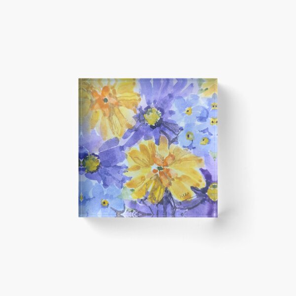 Item preview, Golden & Violet Harmony Hand-Painted Watercolor Painting designed and sold by Kara Draws.