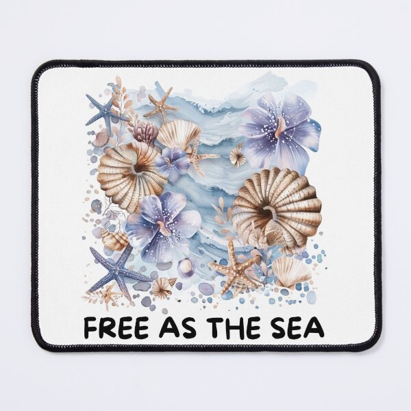 Item preview, Watercolor seashells, starfish, coastal flowers, summer, free as the see designed and sold by Ginetta0815.